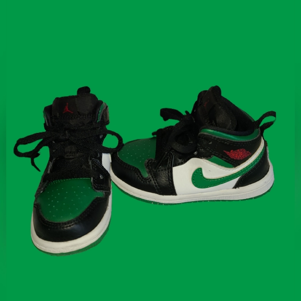 JORDAN AIR JORDAN 1 MID GREEN TODDLER SIZE 6C - Picture 5 of 7